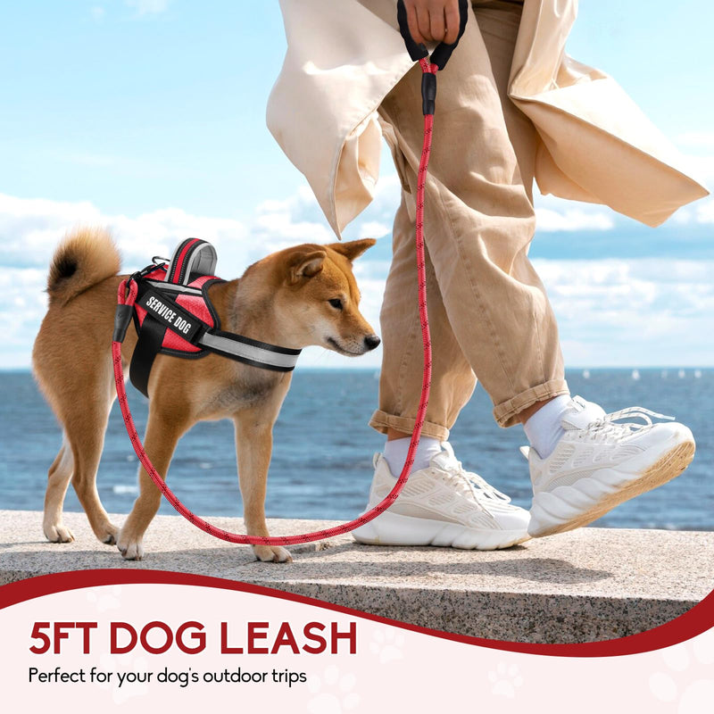 Service Dog Vest Harness and Leash Set, Animire in Training Dog Harness with 10 Dog Patches, Reflective Dog Leash with Soft Padded Handle for Small, Medium, Large, and Extra-Large Dogs (RED,XS) XS Red - PawsPlanet Australia