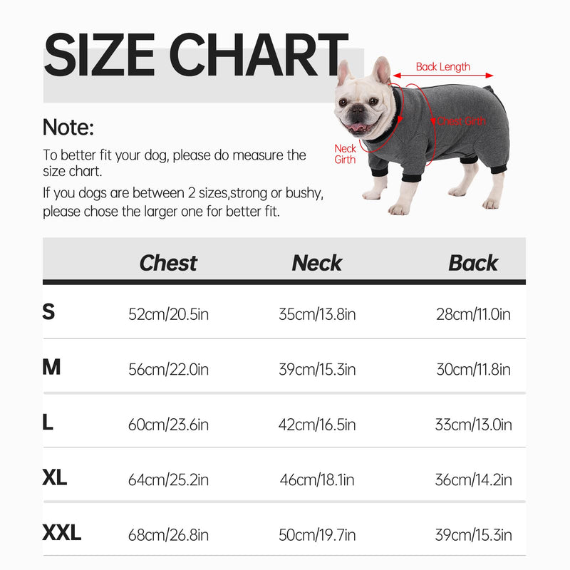 Dog Surgery Recovery Suits, Puppy After Surgery Onesie for Female Dogs, Post Surgical Recovery Onesies French Bulldogs, Small Dogs Pajamas Long Sleeve for Shedding Skin Disease Dark Grey Large - PawsPlanet Australia