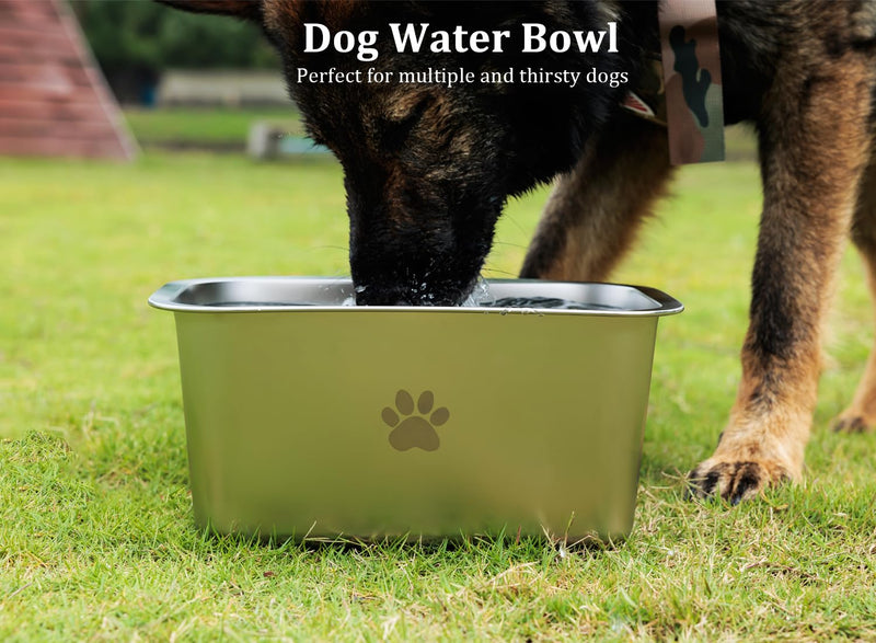 Large Stainless Steel Dog Water Bowls with Non-Slip Foot Pads, High Capacity Metal Dog Food Bowls for Extra Large, Huge and Big Giant Dogs 2.65 Gallons, Silver 2.65 Gallons/340 oz