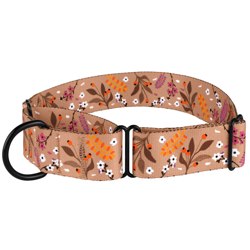 CollarDirect Martingale Collars for Dogs Heavy Duty Floral Pattern Female Safety Nylon Training Wide Collar Flower Design Large Medium (XL, Neck Size 19"-24", Toffee) - PawsPlanet Australia