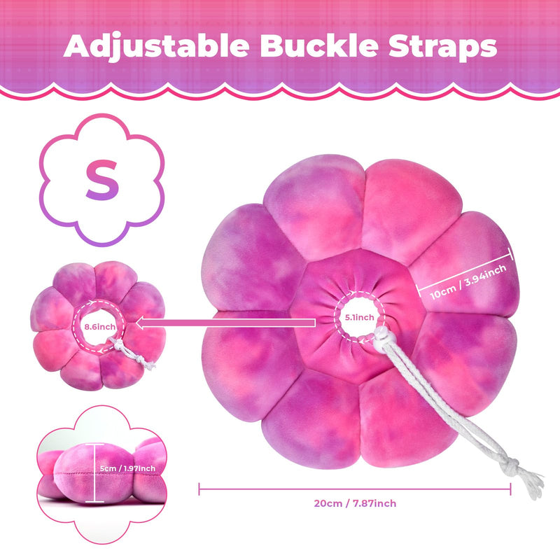 Flower Cat Cone, Uadonile Adjustable Cat Cone Collar, Soft Dog Elizabethan Collar Recovery E Collar After Surgery, Recovery E-Collar for Kittens/Puppies and Cats Recovery(Tie-dye Rose Purple, S) - PawsPlanet Australia