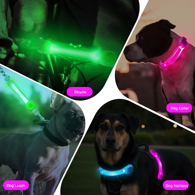 2 Pack LED Light for Dog Leash Harness, USB Rechargeable Light Up Collar with Nylon Stickers, Glow Light Easy to Attach to Collar Leash and Harness, Safety LED Light Up Band for Dogs at Night Walking Dark Blue+Rose Pink - PawsPlanet Australia