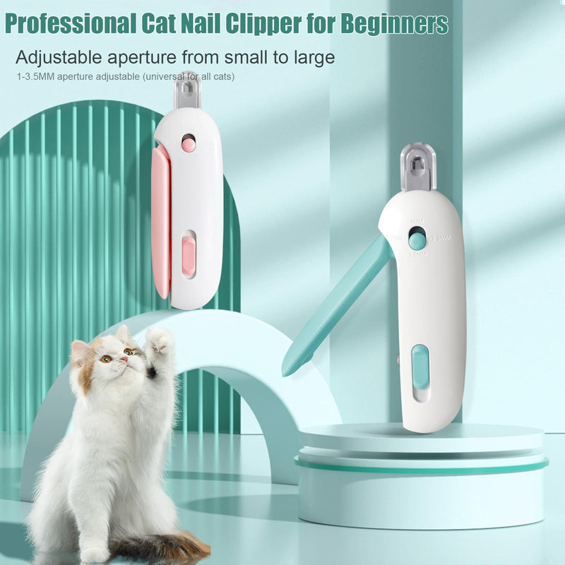 Cat Nail Clipper with Adjustable Aperture, Dog Nail Trimmer with Nail File for Puppies, Safe Pet Claw Clipper Grooming Tool to Avoid Over Cutting, Professional Pet Nail Cutter for Beginners (Blue) Blue - PawsPlanet Australia