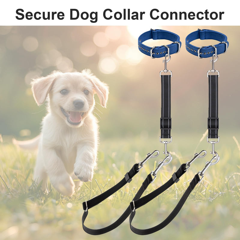 2Pcs Dog Collar Safety Clip Adjustable Double Ended Backup Clasp Leash Connector Gentle Leader for Dogs Suitable Dog Harness Small Dogs Collar Walking Running Training Travel (Black) Black - PawsPlanet Australia