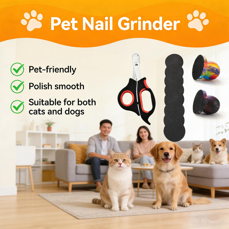Dog Nail File Scratch Board Pad, Wooden Handicraft Scratch Pad for Cat & Dog Nails with 8PCS Replaceable Filing Disc Sandpaper, Professional Pet Nails Clipper Cat Nails Trimmer and Dog