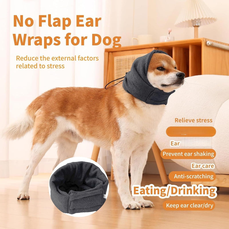 Ear Protection for Dogs - Dark Grey M, Soft Neck and Ear Protection with Noise Reduction, Waterproof Pet Accessory for Soothing Stress Situations