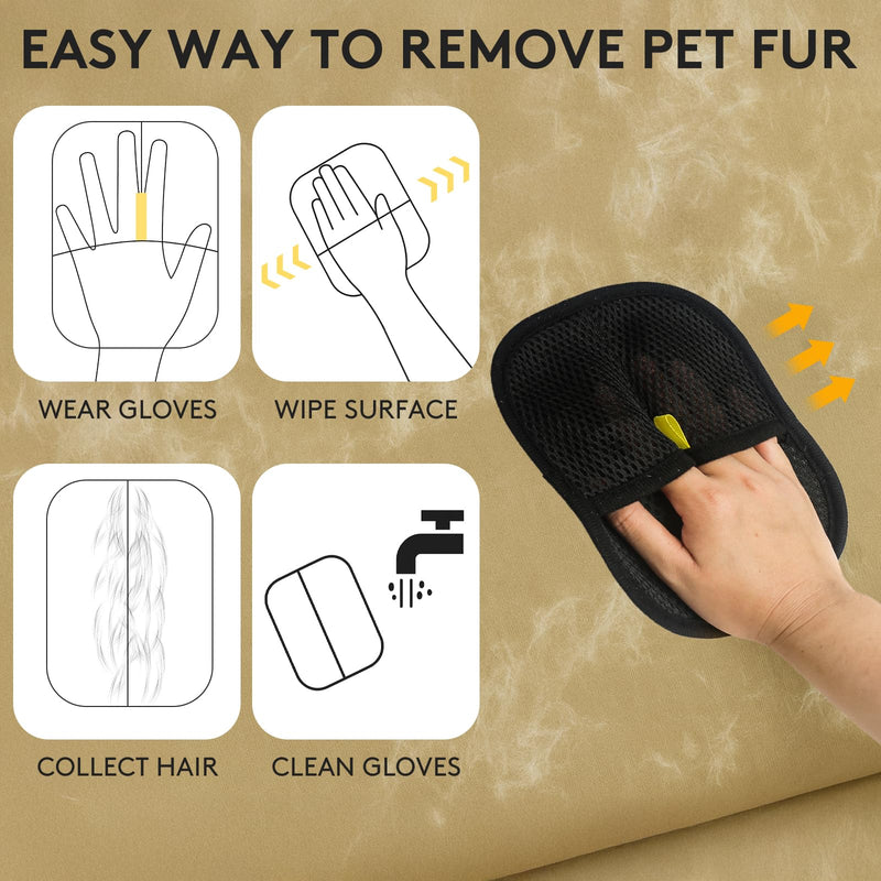 Pet Grooming Kit with Deshedding Brush and Hair Removal Glove, Shedding Flea Combs & Washable Electrostatic Gloves for Dogs and Cats, Professional Fur Care Set - PawsPlanet Australia