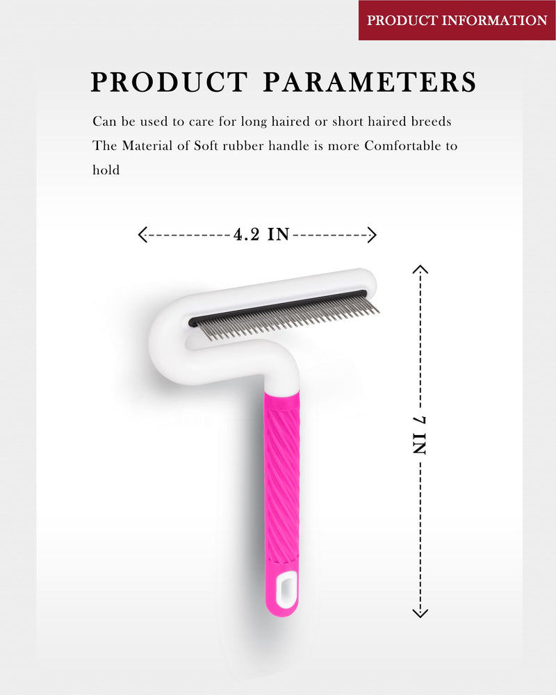 TailGurus Pet Flea Comb, Steel Teeth for Dogs & Cats, Professional Grooming Tool with Anti-Slip Handle, Pink - PawsPlanet Australia