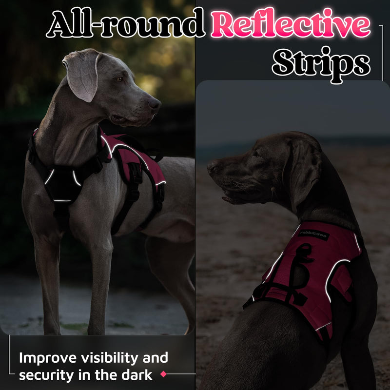 rabbitgoo Escape-Proof Dog Harness Medium with Large Handle, Anti-Pull Reflective Working Service Pets Vest, Breathable Pets Vest, Adjustable Lift Support Body Harness Large Dogs Outdoor, M, Pink M (Pack of 1)