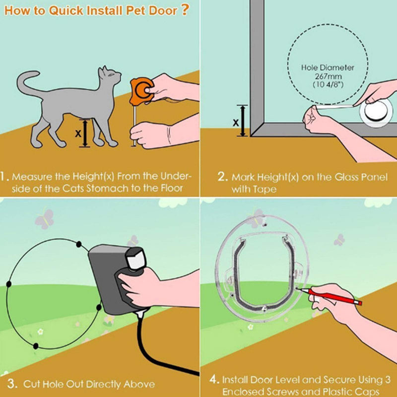 Two Way Cat Door, 29x29x3.5cm Cat Flap Magnet Door Dog Round Plastic Doorway for Puppy Doggie Kitten Screens Windows Interior Exterior Circumference
