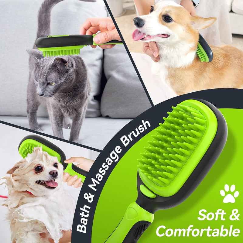 Pet Grooming Brush, Double Sided Detachable Shedding Dog Cat Brush, 5 in 1 Dog Grooming Brush for Shedding Long & Short Haired Dogs, Hair Removing, Bath&Massage, Reduce 95% Shedding Hair - PawsPlanet Australia
