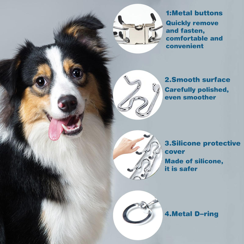 Prong Collar for Dogs,Dog Training Collar with One Professional Training Leash,Adjustable Pinch Collar with Quick Release Metal Buckle, No Pull Choke Collar for Small Medium Large Dogs?Silver, S?. S (Neck?13?-18??2.25mm )
