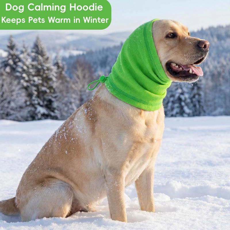 Dog Calming Hoodie, Noise Reduction Ear Cover for Anxiety Relief, Adjustable Soft Warm Pet Headband for Fireworks, Thunder, Grooming, Bathing (Green, Small) Green Small(Small)