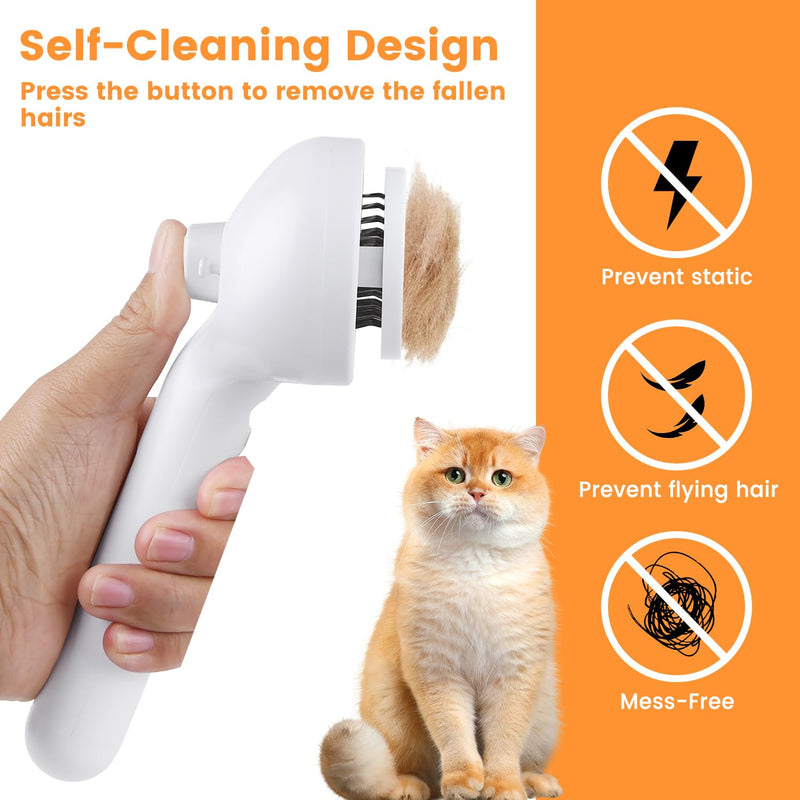 Cat Steam Brush for Shedding, Steamy Cat Brush for Long & Short Haired Cats & Dogs, Spray Cat Brush for Pet Grooming, Self-Cleaning Pet Hair Removal Comb with Water Tank - PawsPlanet Australia