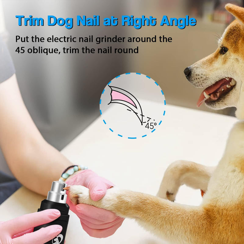 Casfuy Dog Nail Grinder Upgraded - Professional 2-Speed Electric Rechargeable Pet Nail Trimmer Painless Paws Grooming & Smoothing for Small Medium Large Dogs & Cats Black - PawsPlanet Australia