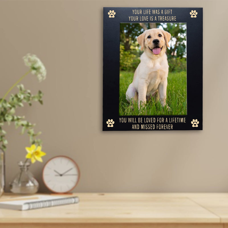 Pet Memorial Engraved Photo Frame, Pet Loss Gifts, Cat Loss Gift, Dog Loss Gift, Pet Bereavement Gift, Pet Sympathy Gift, Pet Loss Frame, Your Life Was a Gift, Your Love is a Treasure Life was a gift - 5x7 - Portrait - PawsPlanet Australia