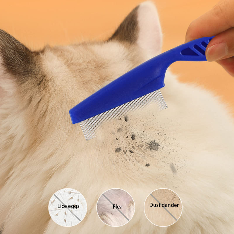 4 Pcs Flea Combs, Pet Lice Tick Comb with Stainless Steel Round Teeth for Detangling Dematting Dogs Cats Tear Stain, Dandruff Remover 4-Pack - PawsPlanet Australia
