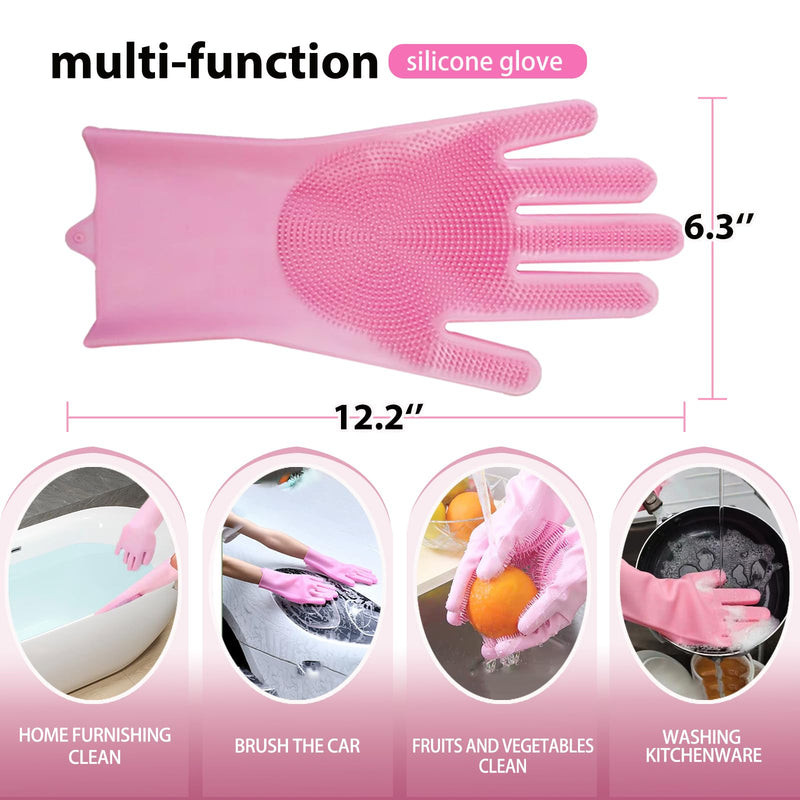 Dog Washing Gloves -Dog Bath Brush - Dog Bath Gloves - Dog Shampoo Brush - Pet Grooming Gloves -Cat Grooming Supplies_ Dog Bath Supplies（1 Pair Pink - PawsPlanet Australia