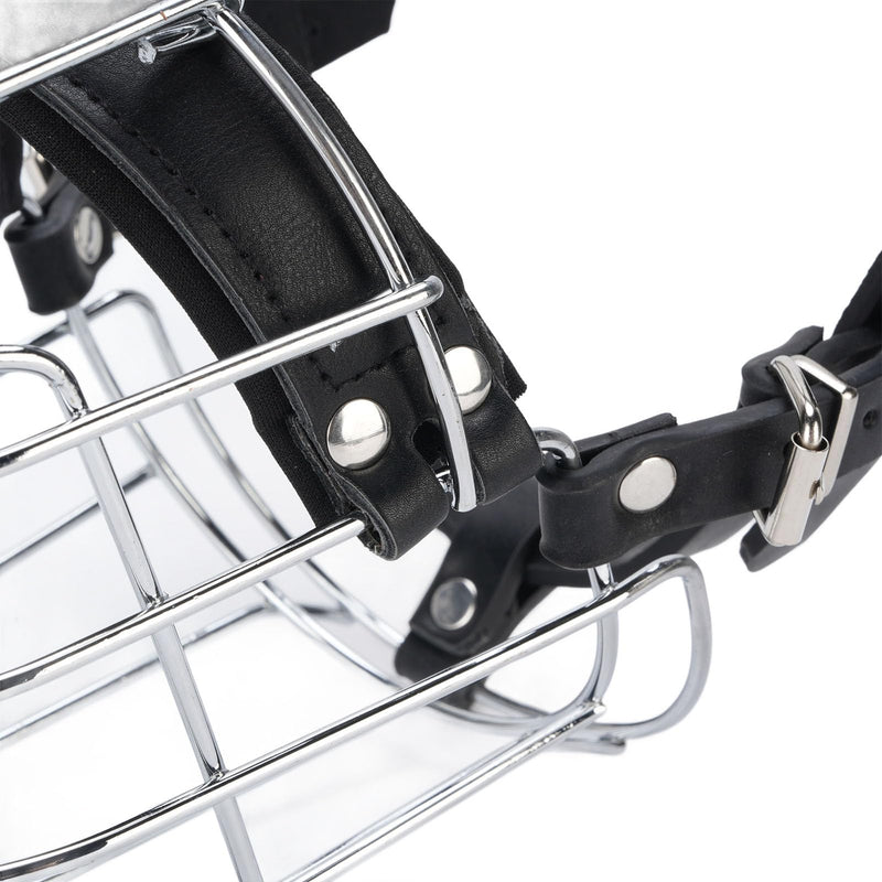 Dog Muzzles to Prevent Biting, Metal Wire Basket Muzzle with PU Leather Straps Breathable Secure Cage, for Medium Large Sized Dogs - PawsPlanet Australia