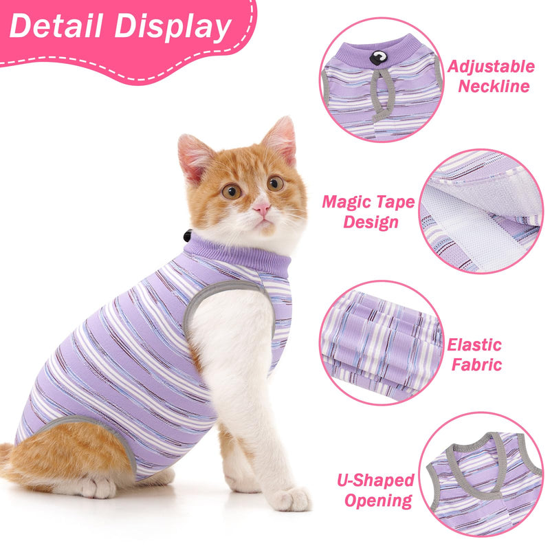 Coppthinktu Cat Recovery Suit Female, Cat Surgery Recovery Suit Cats Onesie for Cats After Surgery for Surgical Abdominal Wound Skin Diseases, Soft E-Collar Alternative Kitten Spay Suit Anti Licking Purple Medium