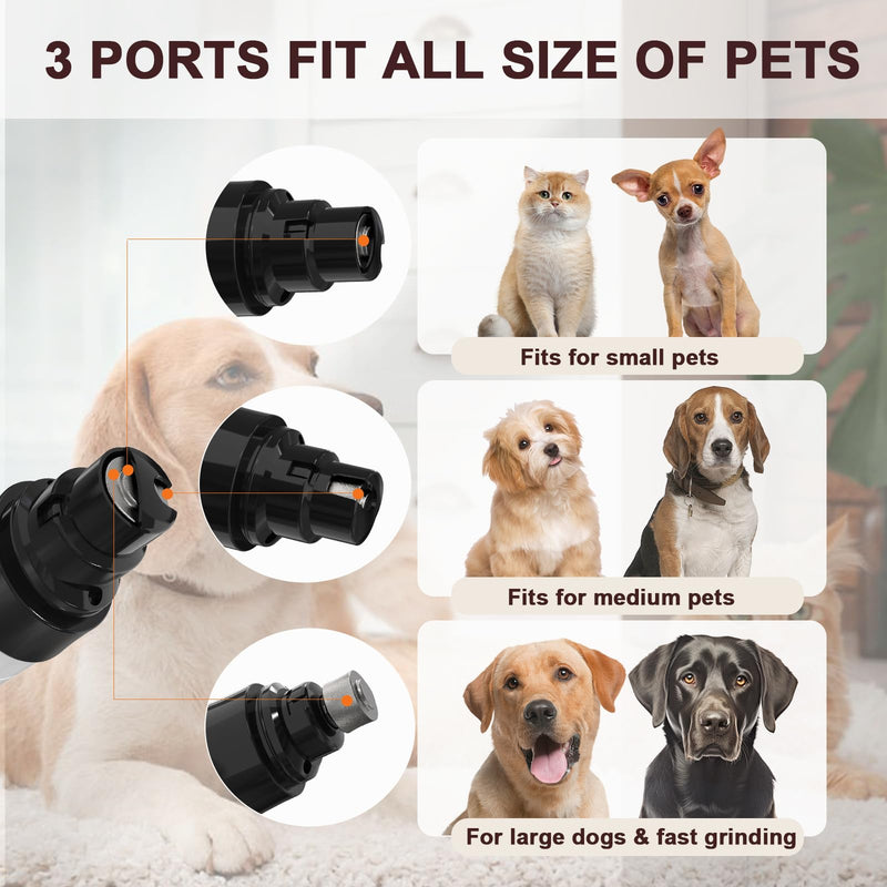 Dog Nail Grinder Upgraded,Professional 2-Speed Pet Nail Trimmer,Quiet and Low-Vibration Dog Nail Trimmers,and 3 Ports for Large,Medium,Small Pets with Hard or Thick Nail - PawsPlanet Australia