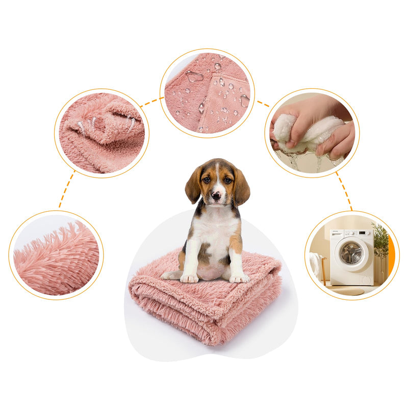 Pink Calming Dog Blanket Waterproof Pet Blankets Fluffy Long Faux Fur Cat Throw Blankets for Couch Furniture Protector Love Bed Cover Washable(Pink,M) Pink M-57*40in(145*100cm) - PawsPlanet Australia