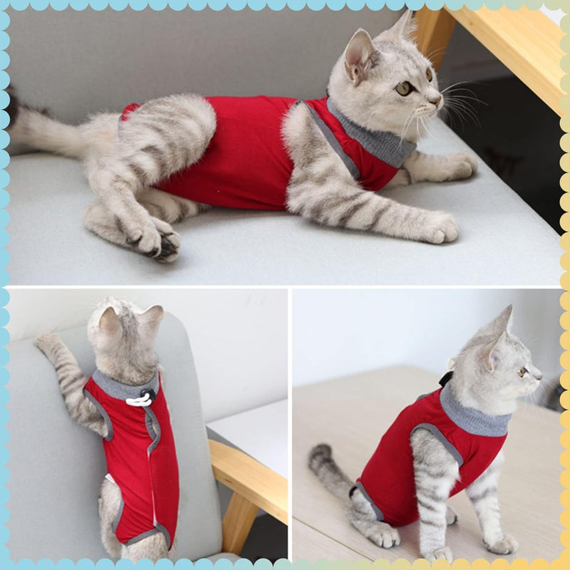 Cat Body After Surgery Castration Pet Medical Surgical Shirt Surgery Recovery Suits for Cats Style: red l