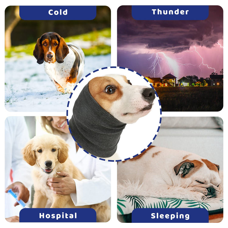 2 Pack Dog Neck and Earmuffs, Calming Pet Noise Dampener, Comfortable and Anxiety Relieving, Winter Dog Headwear (S, Blue, Grey)