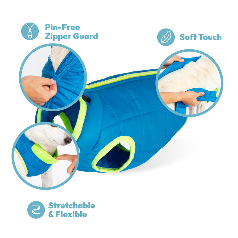 Gooby Comfort Jacket - Warm Water Resistant Zip Up Dog Jacket - Small and Medium Dogs X-Small (13") Turquoise