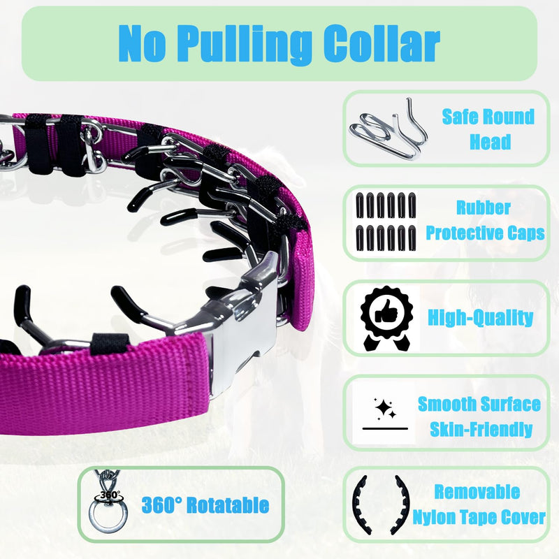 Prong Training Collar for Dogs, Rotating Ring Welding, Adjustable Dog Training Pinch Collar with Quick Release Buckle, for Small Medium Large Dogs Pink M/L(17-23" Neck, 3.2mm) - PawsPlanet Australia