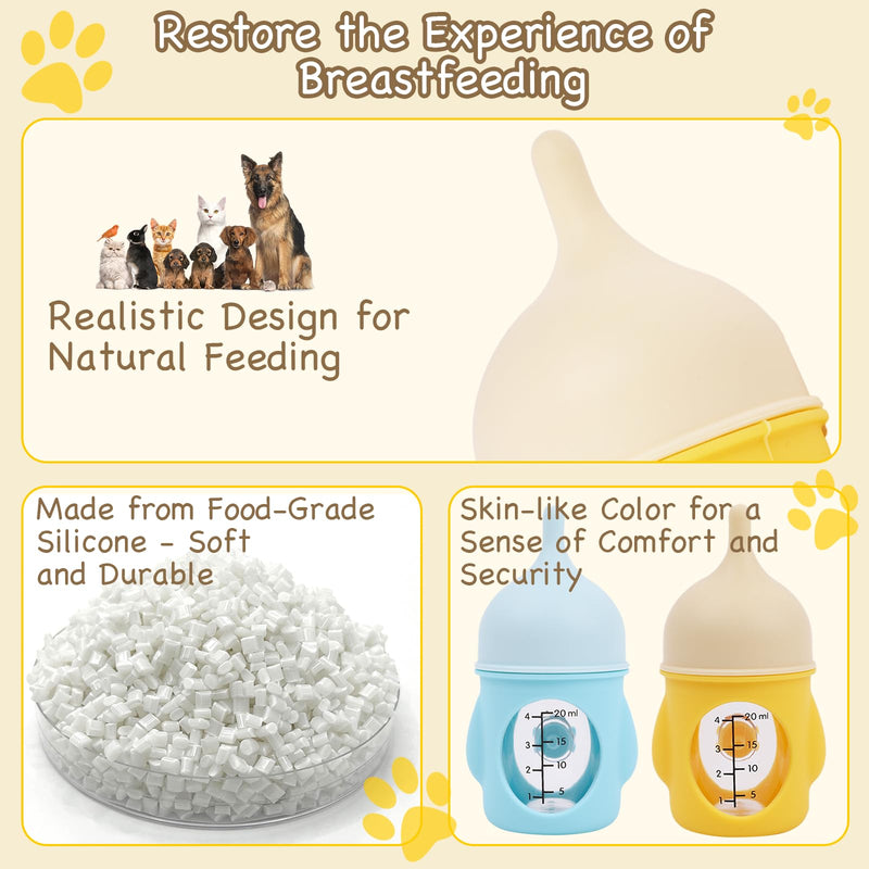 2PCS 20ml Pet Bottles for Nursing, Kitten and Puppy Feeding Bottle with Sponge Cleaning Brush, Easy Grip and Anti Leak Design - PawsPlanet Australia