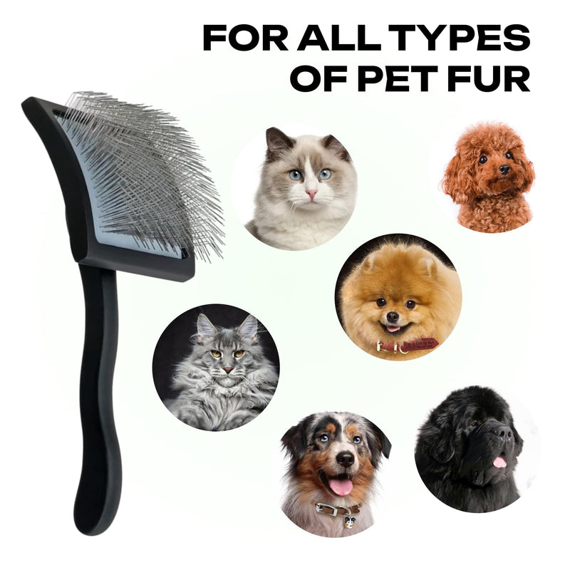 Natural Wooden Grooming Brush for Pets – Long Metal Pins Slicker for Dogs & Cats - PawsPlanet Australia