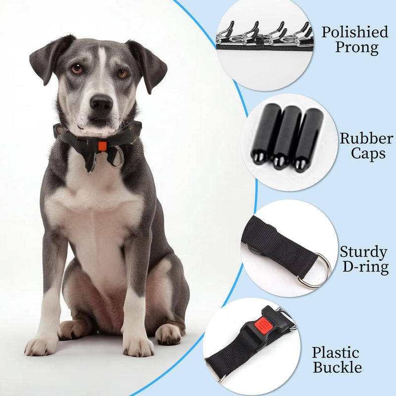 Dog Training Collar, Stainless Steel Collar with Quick Release Buckle, Adjustable Comfort Tip with Nylon Cover for Small Medium Large Dogs(Black,M(17-20”Neck,3mm)) M - PawsPlanet Australia