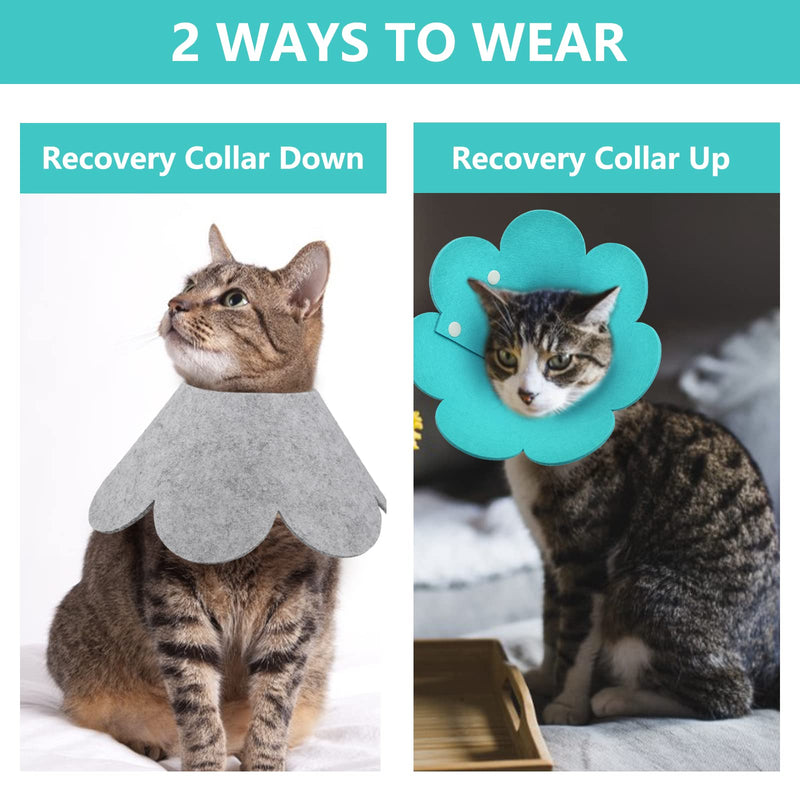 Cat Recovery Collar, 3 PCS Adjustable Flower Cat Cone Collar Soft Pet Cone Recovery Collar with Sun Flower Shape for Cats Kitten Puppies, Blue-Green, Olive Green and Gray Light Color - PawsPlanet Australia