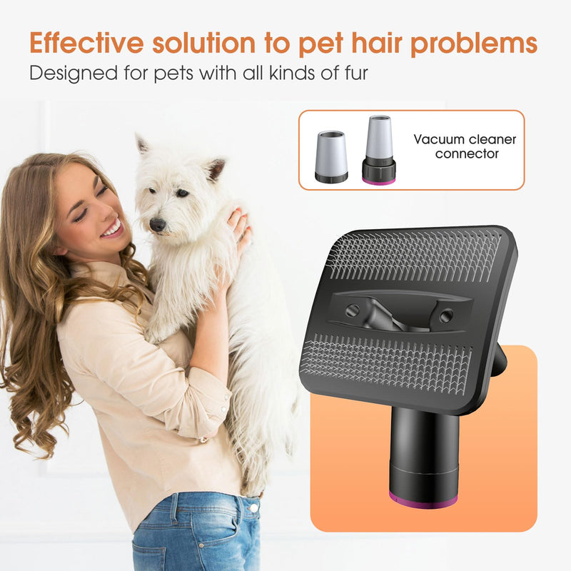 Pet Hair Grooming Brush Vacuum Attachment - Pet Vacuum Grooming Brush Hair Remover Shedding Deshedding Attachment Tool Kit for Dogs and Cats Grey - PawsPlanet Australia