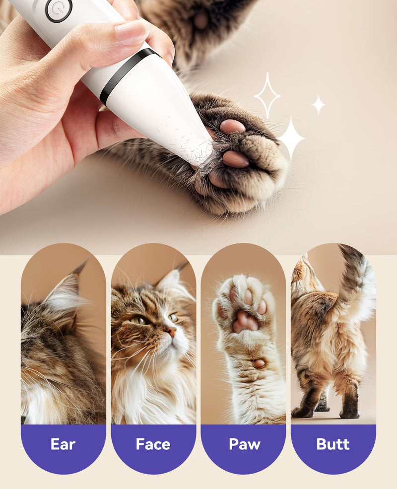 oneisall Quiet Cat Clippers for Matted Hair,Multi-Set Cat Hair Trimmer, Cat Grooming Kit, Cordless Cat Shaver and Paw Trimmer for Long Hair,Pet Clippers for Cats - PawsPlanet Australia