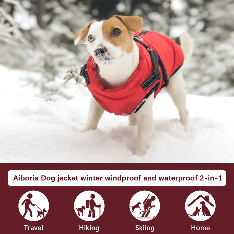 Aiboria Dog Jackets Coat for Winter Windproof Waterproof Skiing Dog Vest Fleece Warm Chest Strap Belt Purple L Violet Large - PawsPlanet Australia