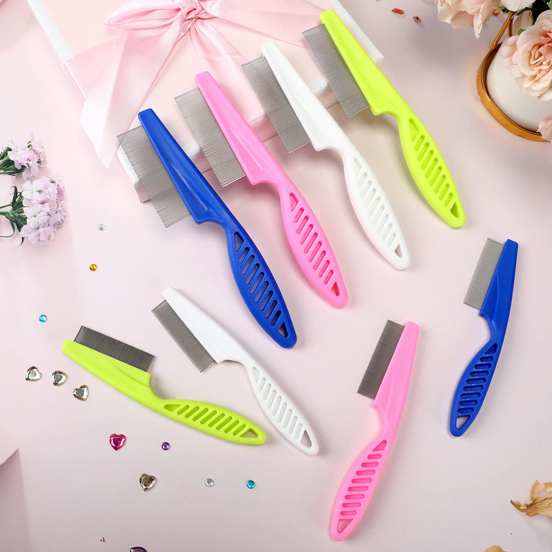 10 Pcs Flea Comb for Dogs and Cats Flea Remover Tool with Stainless Steel Metal Teeth for Detangling Grooming Kit, Pink, Blue, White and Green, 2 Sizes - PawsPlanet Australia
