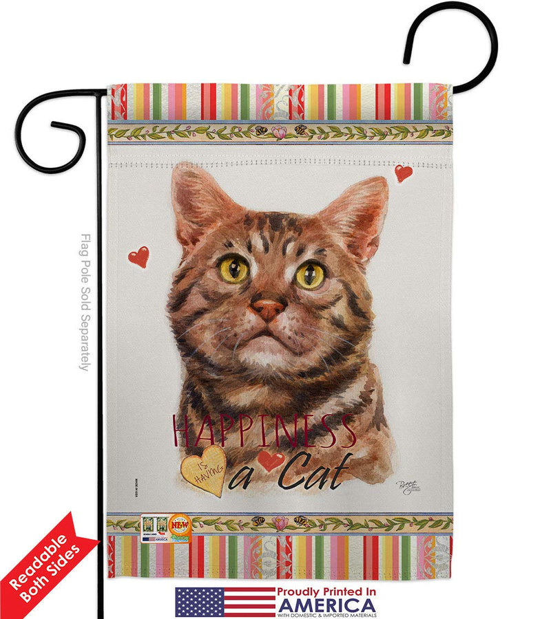 Breeze Decor American Short Hair Happiness Garden Flag-2pcs Pack Cat Kitten Meow Spoiled Paw Fur Pet Nature Farm Animal Creature House Banner Small Yard Gift Double-Sided, Made in USA - PawsPlanet Australia