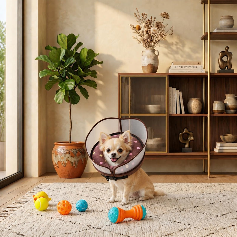 Avont 2-in-1 Inflatable Dog Cone Collar with Transparent Shield, Soft Donut E-Collar Alternative After Surgery to Stop Licking, Recovery Cone for Small Dogs - Donut (S) S(Neck: 3.94"-7.09")
