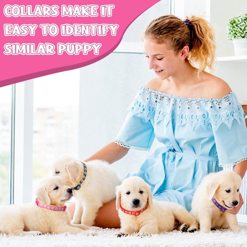 36Pcs Dog Collar and Leash Set, Puppy Collar and Leash Set Quick Release Buckle Adjustable Paw Print Puppy Collar Soft Nylon Pet Collar for Puppy Small Dogs Walking Training - PawsPlanet Australia