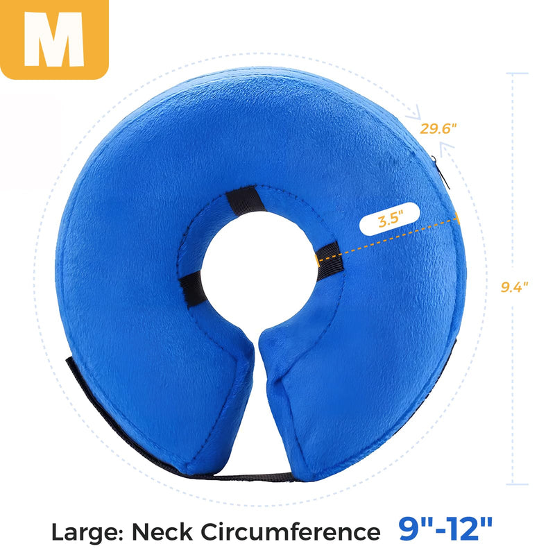 Inflatable Dog Cone for Medium Dog Designed for Comfortable Post-Surgical Recovery Ultra-Soft Comfort Unblocked View No Disruption to Dog's Daily Life Medium[Neck:9"-12"] Blue - PawsPlanet Australia