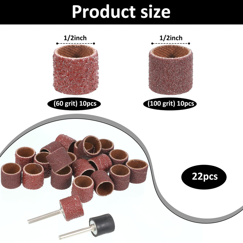 22 Pcs Nail Grinder Replacement Kit, Dog Nail Smoother Sanding Drum Set Dog Claw Grooming Trimmer Supplies Care Rotary Tool, 2 Sizes(1/2 Inch 60 Grit and 100 Grit) - PawsPlanet Australia