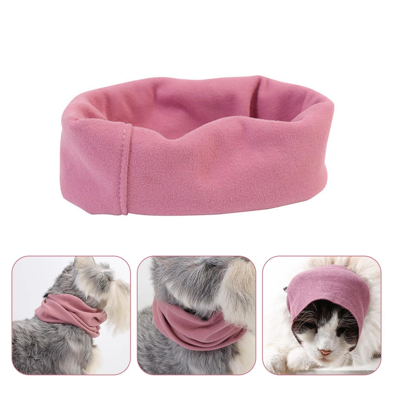Pink Calming Hood for Pets – Adjustable Grooming Snood for Travel & Vet Visits, Soft Hoodie Ear Protector, Earmuffs Headband for Cats and Small Animals