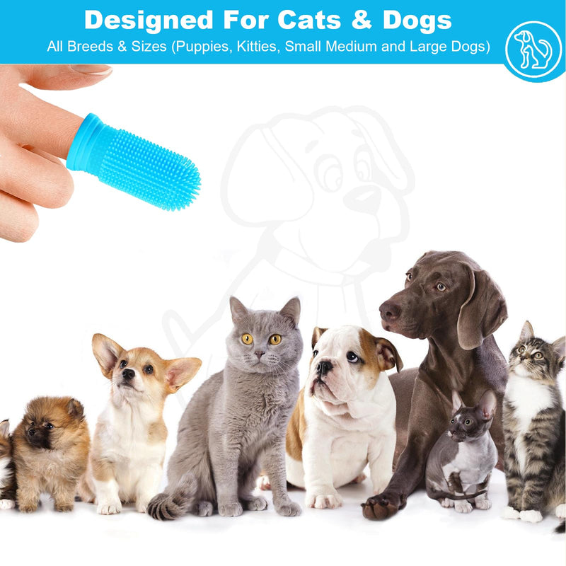 Vinuwu 10Pcs Dog Toothbrush, 360º Dog Finger Toothbrush, Silicone Pets Teeth Cleaning Toothbrush Kit for Puppies, Teeth Cleaning Products for Cats & Small Pets Dental Care