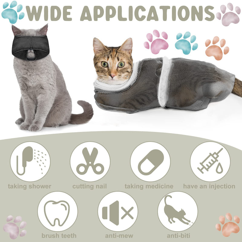9 Pcs Cat Bathing Bag Set Cat Shower Bag Anti Bite and Scratch for Pet Grooming Washing Brush Comb Muzzle Nail Clipper Nail File Tick Tool(Blue, Gray) Blue, Gray - PawsPlanet Australia