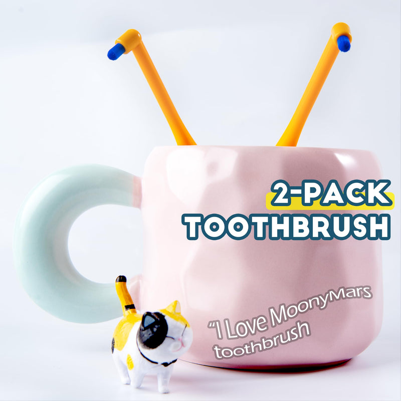 Cat Toothbrush Tuft Head, Small Dog & Puppy Tooth Brushing Kit, Mini Head Teeth Brush for Kitten & Tiny Pet, Doggy Toothbrushes Deep Dental Cleaning, 2 PCS - Orange Tuft Head - Detailed Dental Care - PawsPlanet Australia