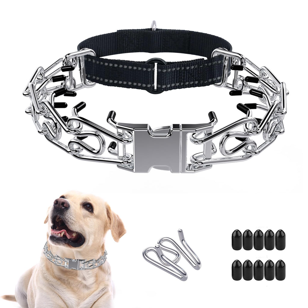 Dog Training Collar, No Pull Dog Basic Collar for Small Medium Large Dogs with Quick Release Buckle,Extra Links, Rubber Tips(Black, S) S (neck: 14"-16" weight: around 35 lbs) - PawsPlanet Australia