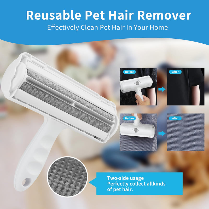 Roller Pet Hair Remover-2Pack Brush and Remover Reusable Lint Roller-Cat and Dog Hair Remover-Pet Hair Remover for Furniture/Bed,Reusable Dog Hair Remover Roller for Dog & Cat Cleaning (Grey) Gray - PawsPlanet Australia