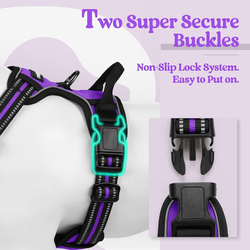 Small Dog Harness, Dog Harness Small Sized Dog, No Pull Pet Harness with 2 Leash Clips, Adjustable Soft Padded Dog Vest Harnesses, Reflective No-Choke Pet Oxford Vest Purple - PawsPlanet Australia